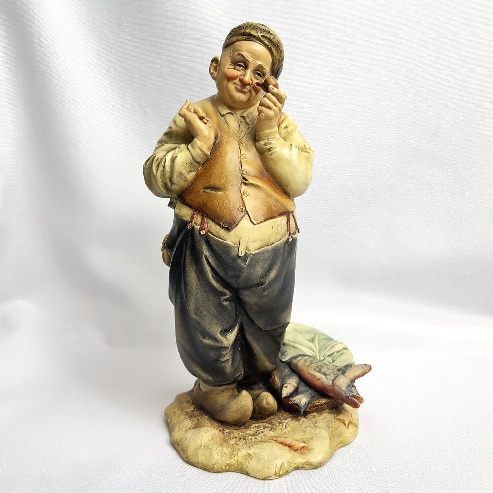 Italian Artist Antonio Borsato Fisherman Hand-Painted Vintage Figurine Milan